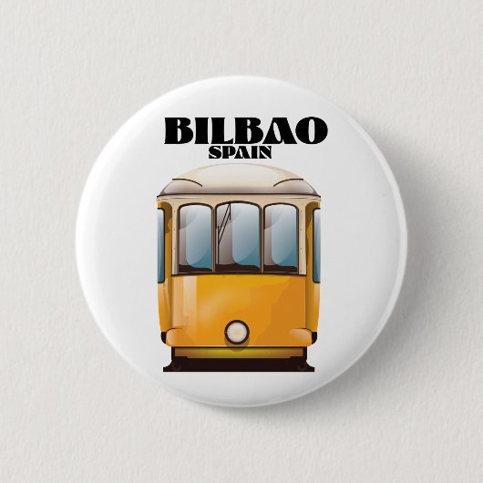 Bilbao Spanien Straßenbahn-Reiseplakat Button (Vorderseite)