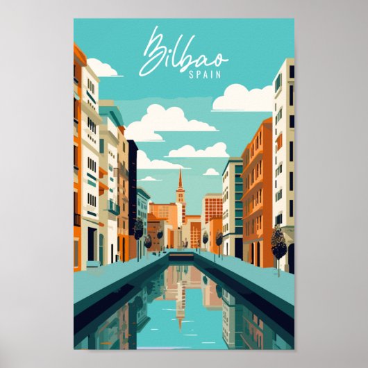 Bilbao Spanien Vintage-Reise-Illustration Poster (Vorne)