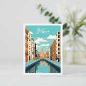 Bilbao Spanien Vintage-Reise-Illustration Postkarte (Stehend Vorderseite)