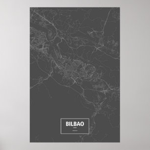 Bilbao, Spanien (weiß auf Schwarzem) Poster