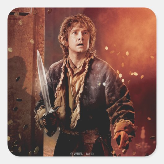 BILBO BAGGINS™ Zeichenposter 3 Quadratischer Aufkleber (Vorderseite)