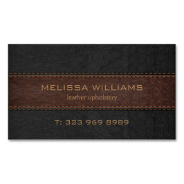 Bild aus schwarz-braun gestepptem Leder Magnetische Visitenkarte
