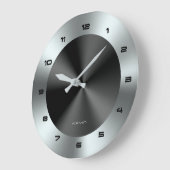 Bild aus schwarzem und silberfarbenem Stahl Große Wanduhr (Winkel)