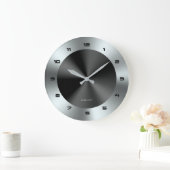 Bild aus schwarzem und silberfarbenem Stahl Große Wanduhr (Zuhause)