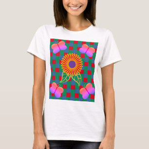Bild der Blume Schmetterlinge mehrfarbig Abstrakt T-Shirt