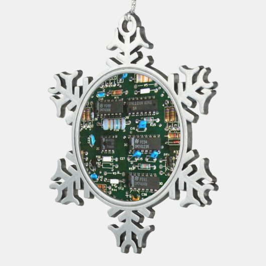 Bild der elektronischen Leiterplatte Schneeflocken Zinn-Ornament (Rechts)