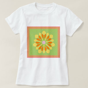 Bild der gelben Blume auf T - Shirt mit gepunktete