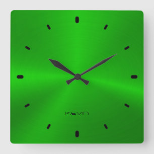Bild der glänzenden grünen Metallic-Texturuhr Quadratische Wanduhr
