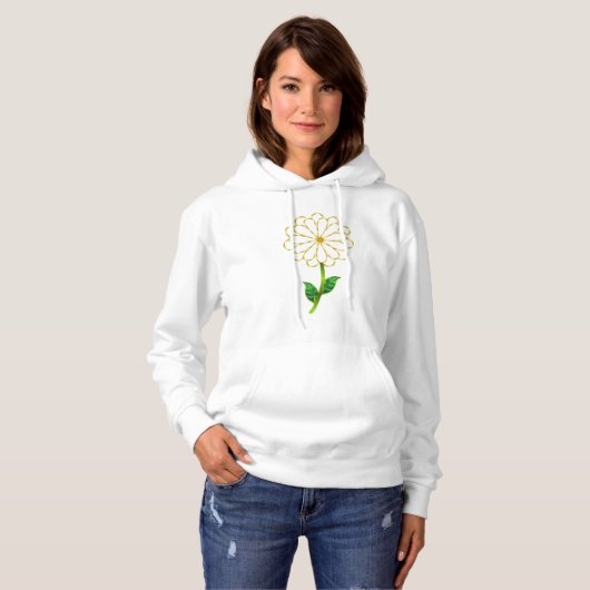Bild der goldenen Blume mit grünem Stem Hoodie (Vorne ganz)