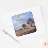 Bild der Herbstlandschaft und des Baumplatzes Quadratischer Aufkleber (Umschlag)