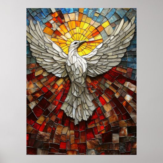 Bild der Mosaikherrschaft White Dove Weltfrieden Poster (Vorne)