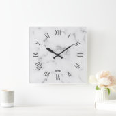 Bild der römischen Ziffern aus grauem Marmor Quadratische Wanduhr (Zuhause)