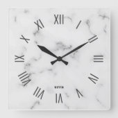 Bild der römischen Ziffern aus grauem Marmor Quadratische Wanduhr (Vorderseite)