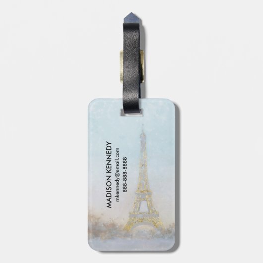 Bild des Aquarell-| von Eiffel Towe Gepäckanhänger (Rückseite vertikal)