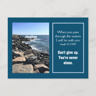 Bild des Ozeans mit Bibelverse Isaiah 43:2 Blau Postkarte