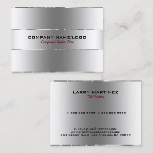 Bild des silberfarbenen Stahls aus Metall Visitenkarte (Vorne/Hinten)