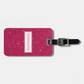Bild des Trendy rosa Glitzer-Monogramms Gepäckanhänger (Vorderseite horizontal)