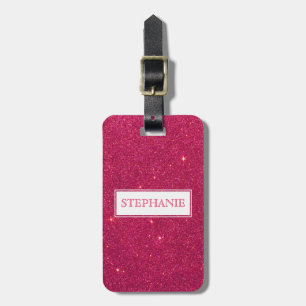 Bild des Trendy rosa Glitzer-Monogramms Gepäckanhänger