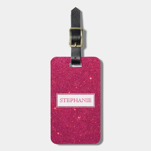 Bild des Trendy rosa Glitzer-Monogramms Gepäckanhänger (Vorderseite vertikal)
