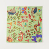 Bild des Waldlebens. Flora und Fauna. Vinta Wandteppich (Vorderseite (Horizontal))