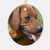 Bild einer Dackel-Verzierung Keramik Ornament (Links)