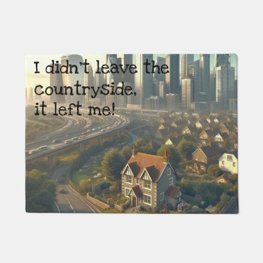 Bild einer niedlichen Hütte mit einer Stadt in der Fußmatte (Vorderseite)