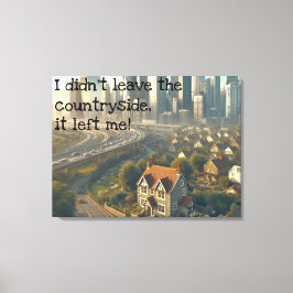 Bild einer niedlichen Hütte mit einer Stadt in der Leinwanddruck