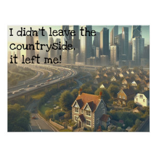 Bild einer niedlichen Hütte mit einer Stadt in der Poster