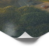 Bild einer niedlichen Hütte mit einer Stadt in der Poster (Ecke)