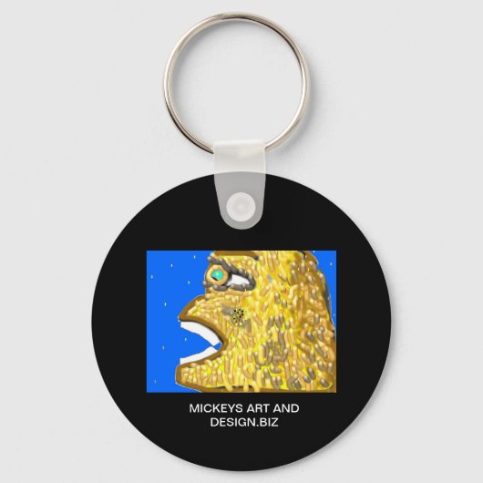 Bild eines Affenkopfes mit gelbem Haar, großes Läc Schlüsselanhänger (Vorderseite)