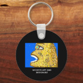 Bild eines Affenkopfes mit gelbem Haar, großes Läc Schlüsselanhänger (Vorderseite)