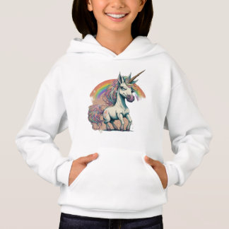 Bild eines Einhorns, das über einen Regenbogen spr Hoodie