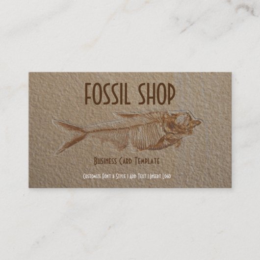 Bild eines Sandstein-Fischfossils Visitenkarte (Vorderseite)