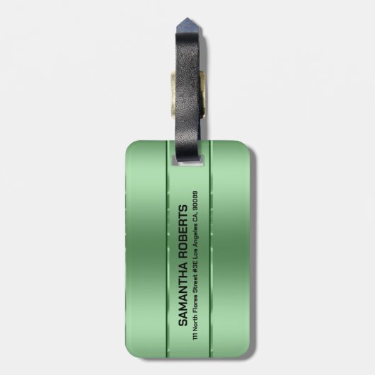 Bild eines schmalen Metallischen Grüns Gepäckanhänger (Rückseite vertikal)