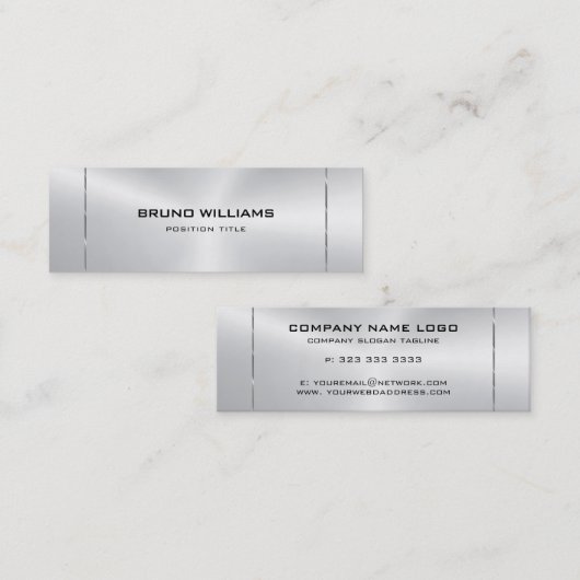 Bild eines silberfarbenen silbernen Shiny-Schlagan Mini Visitenkarte (Vorne/Hinten)