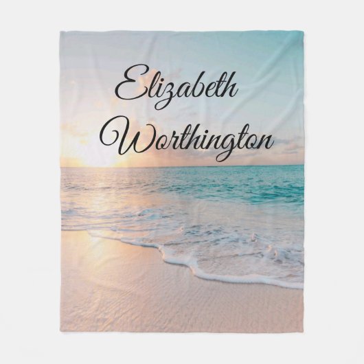 Bild eines Strandes bei Sonnenaufgang Fleecedecke (Vorderseite)