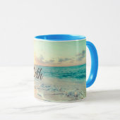 Bild eines Strandes bei Sonnenaufgang Tasse (VorderseiteRechts)