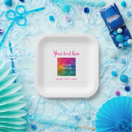 Bild für den Textnamen hier Rosa und Weiß Pappteller (Party)