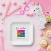 Bild für den Textnamen hier Rosa und Weiß Pappteller (Party)