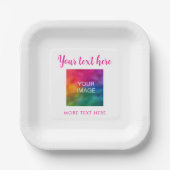 Bild für den Textnamen hier Rosa und Weiß Pappteller (Vorderseite)