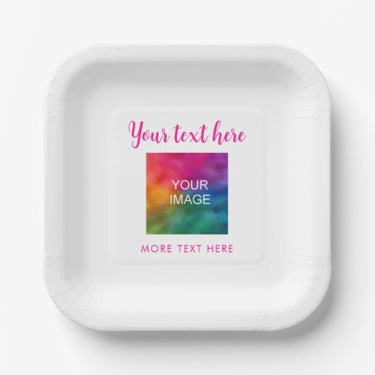 Bild für den Textnamen hier Rosa und Weiß Pappteller (Vorderseite)