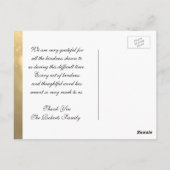 Bild hinzufügen| Danke | Gold Postkarte (Rückseite)