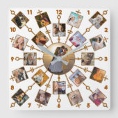 Bild-hübsches weißes Gold der Quadratische Wanduhr (Vorderseite)