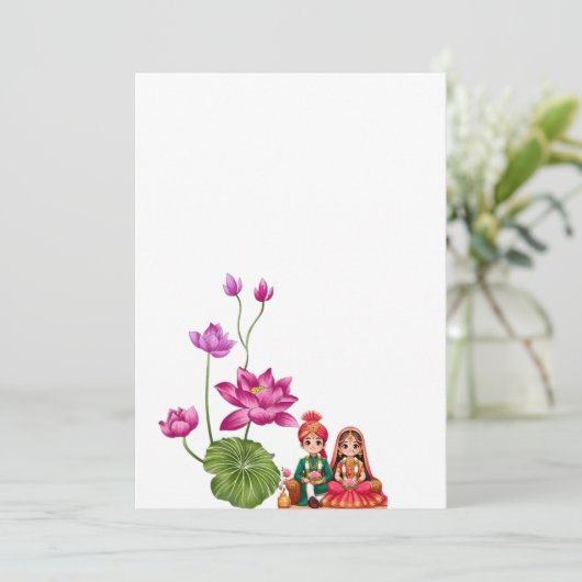 Bild Lotus, Braut und Bräutigam Save The Date (Stehend Vorderseite)