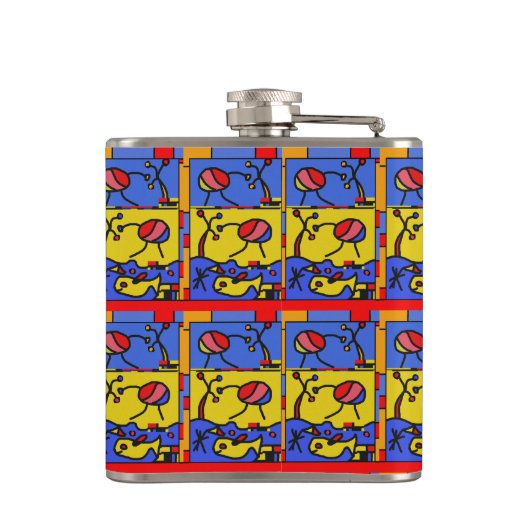 Bild mit der modernen Fischkunst Flachmann (Rückseite)