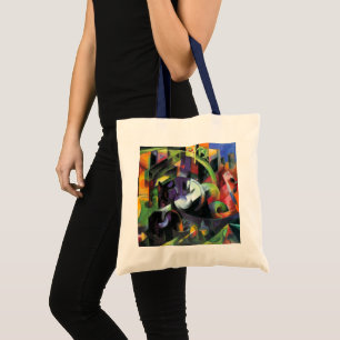 Bild mit Rindern von Franz Marc, Vintage Art Tragetasche