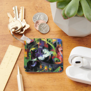 Bild mit Rindern von Franz Marc, Vintage-Kunst Schlüsselanhänger