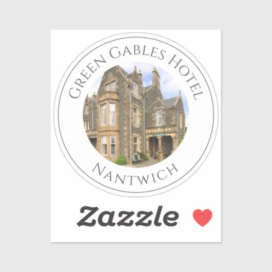 Bild, Name und Standort des Hotels Aufkleber (Blatt)