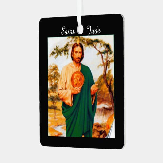 Bild und Gebet von Saint Jude Ornament Aus Metall (Vorderseite links)