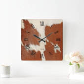 Bild von brauner und weißer Kuh Quadratische Wanduhr (Zuhause)